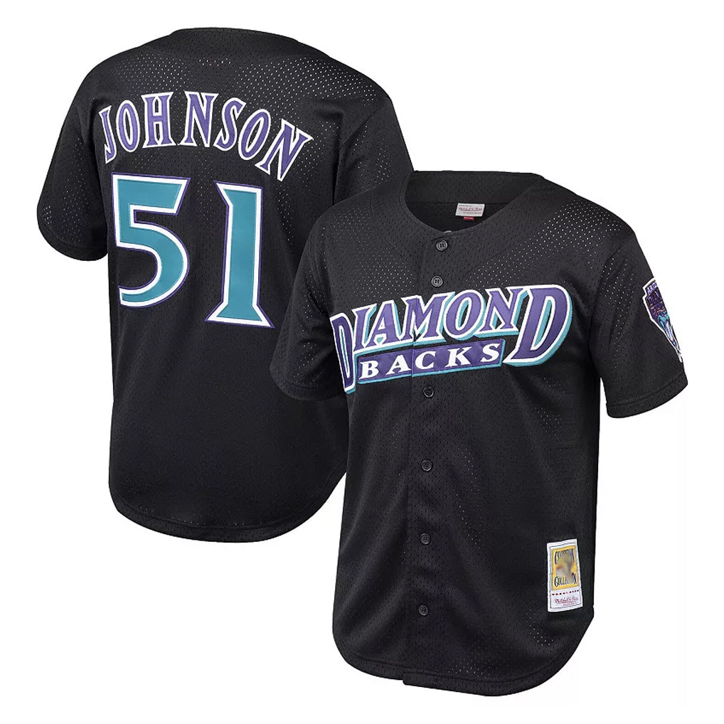 A.Diamondbacks #51 Randy Johnson Player Black Mitchell & Ness Throwback Cooperstown Collection Mesh Limited Jdoa Stitched Jerseys