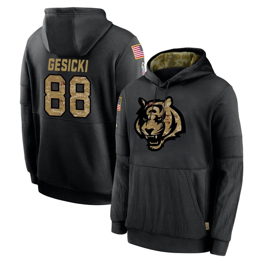 C.Bengals #88 Mike Gesicki Player Black Salute to Service Pullover Hoodies Limited Jdoa Stitched Jerseys