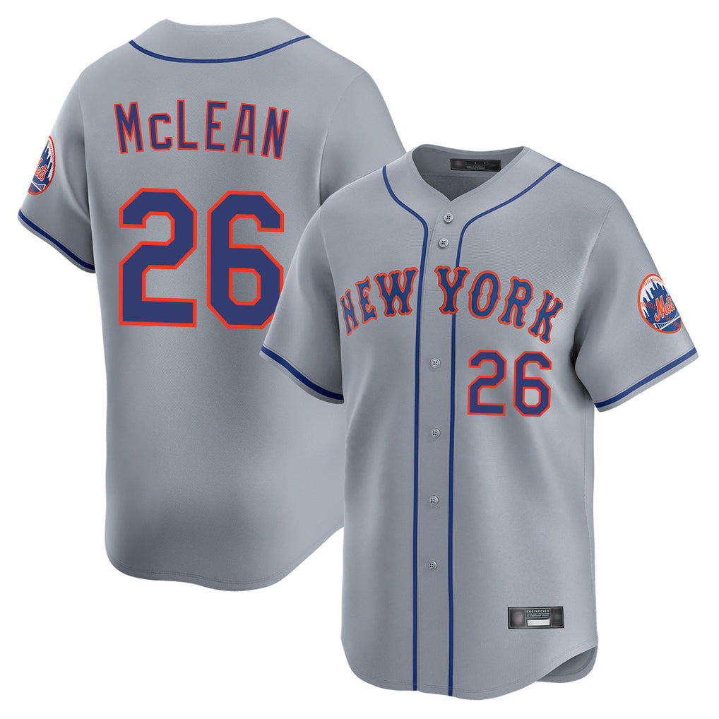 NY.Mets #26 Nolan McLean Player Gray Road Limited Home Jdoa Stitched Jerseys