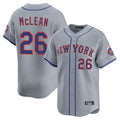NY.Mets #26 Nolan McLean Player Gray Road Limited Home Jdoa Stitched Jerseys