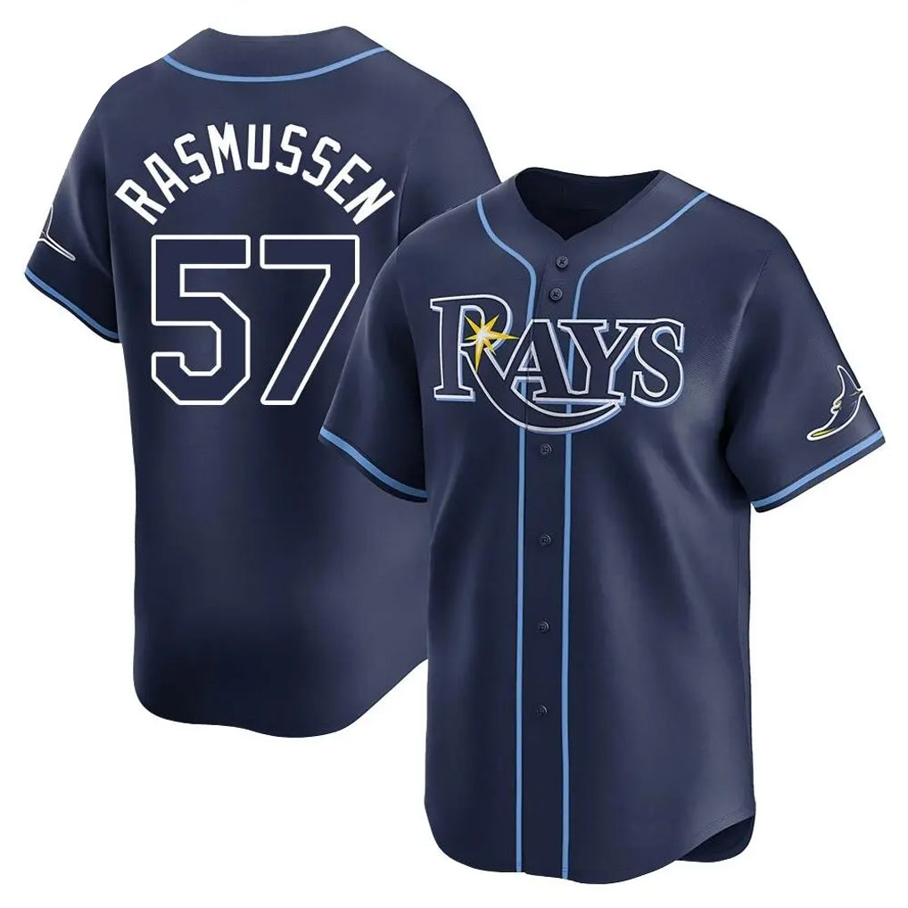 T.Bay Rays #57 Drew Rasmussen Player Navy Home Limited Jdoa Stitched Jerseys