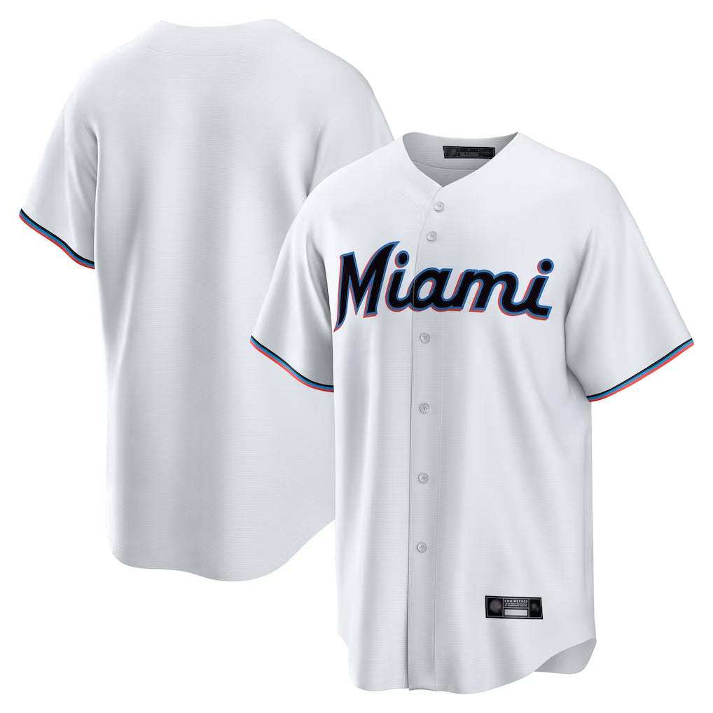 M.Marlins ## Marlins Blank Player White  Home Game Jdoa Stitched Jerseys