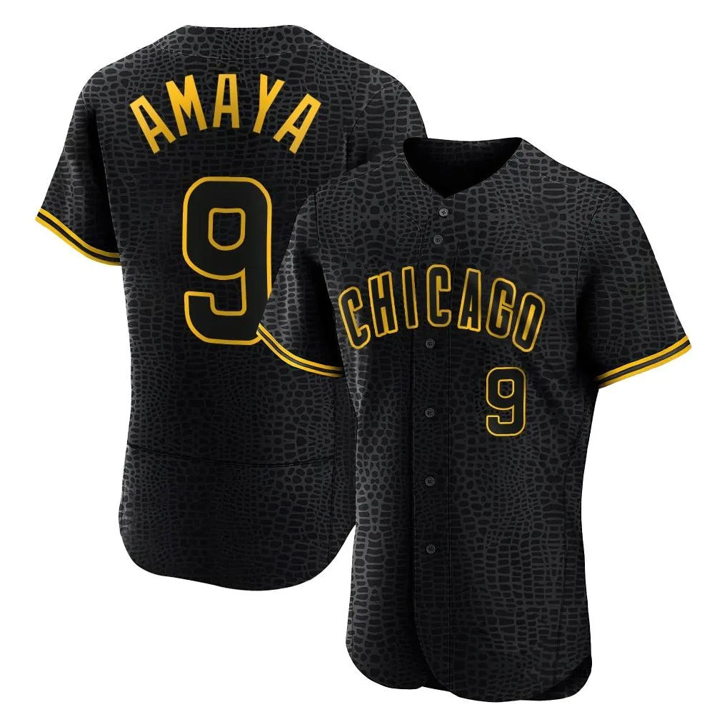 C.Cubs #9 Miguel Amaya Player Black Snake Skin City Limited Elite Home Game Jdoa Stitched Jerseys