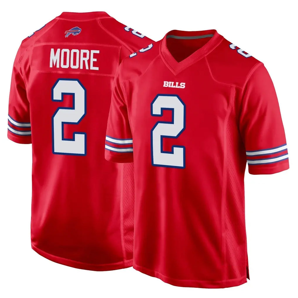 B.Bills #2 DJ Moore Player Red Home Game Jdoa Stitched Jerseys