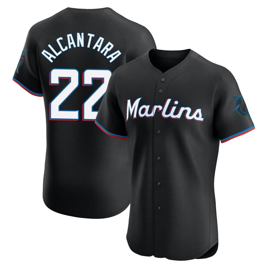 M.Marlins #22 Sandy Alcantara Player Black Vapor Home Limited Elite Jdoa Stitched Jerseys