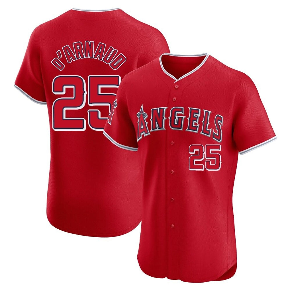 LA.Angels #25 Travis d'Arnaud Player Red Home Limited Elite Jdoa Stitched Jerseys