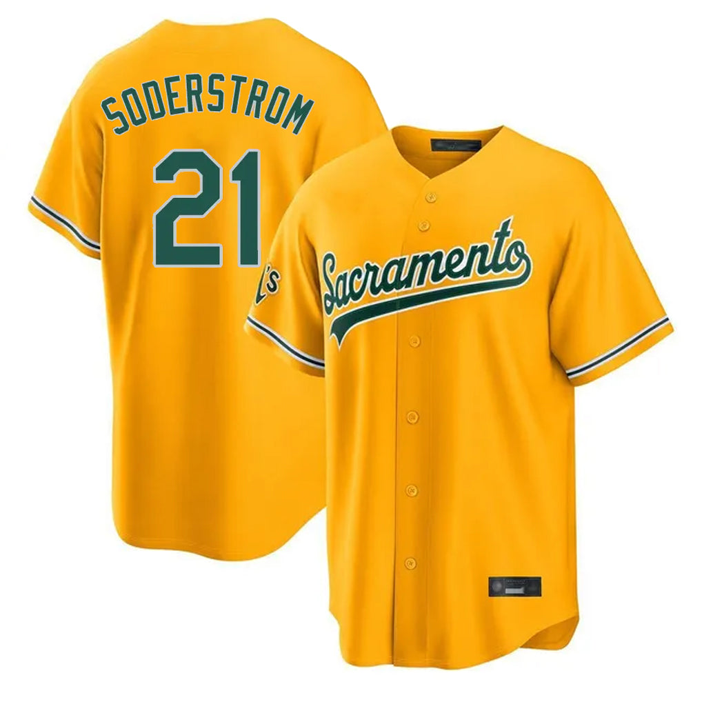 Athletics #21 Tyler Soderstrom Player Gold Home Game Jdoa Stitched Jerseys