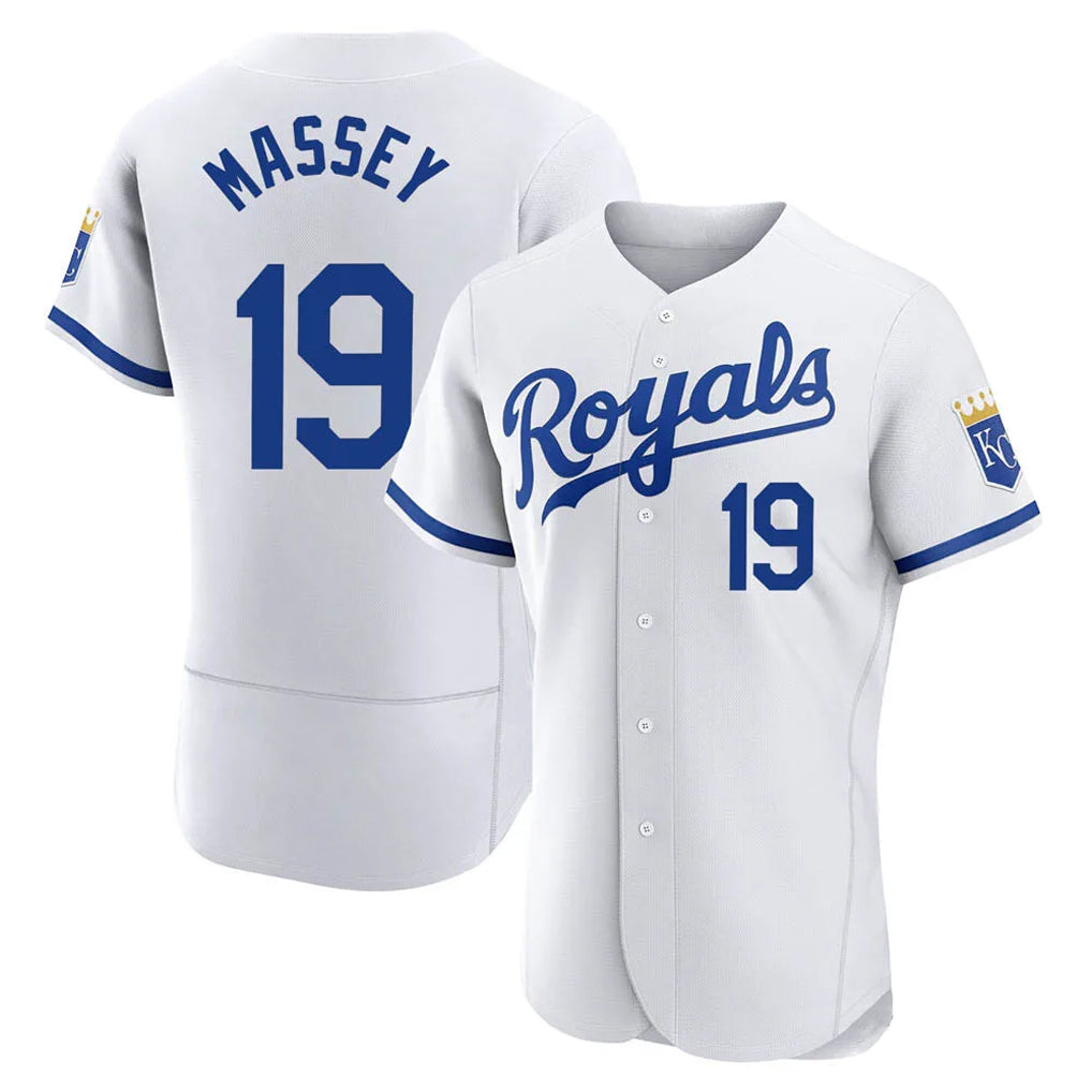 KC.Royals #19 Michael Massey Player White Limited Elite Home Game Jdoa Stitched Jerseys