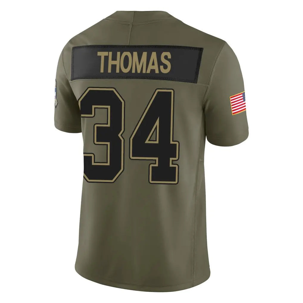 B.Bills #34 Thurman Thomas Player Olive Salute To Service Limited Game Jdoa Stitched Jerseys