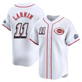C.Reds #11 Barry Larkin Player White Speedway Classic Home Limited Jdoa Stitched Jerseys