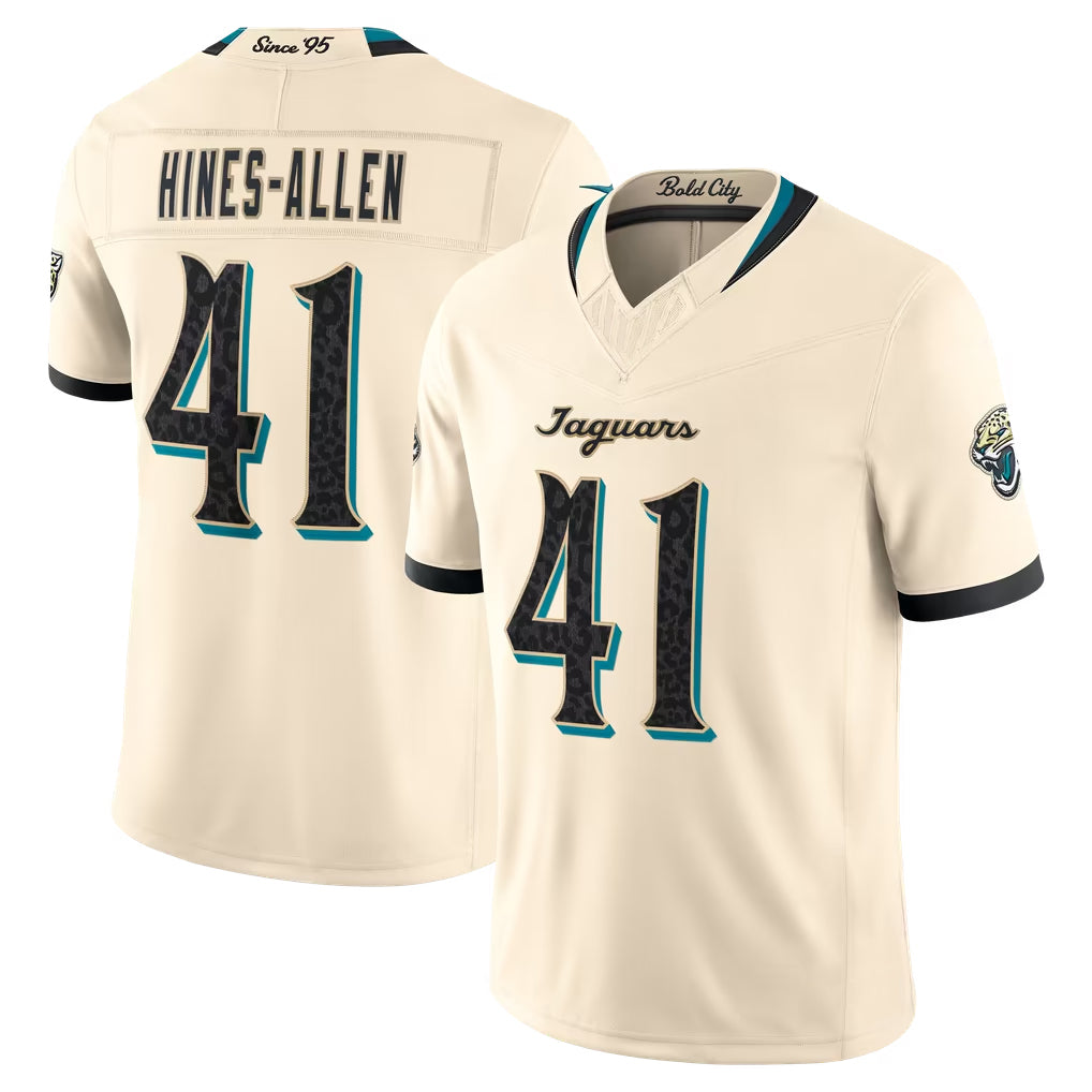 J.Jaguars #41 Josh Hines-Allen Player Natural Limited 2026 Rivalries Collection Game Jdoa Stitched Jerseys