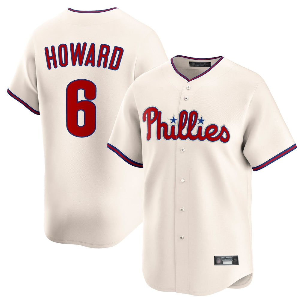 P.Phillies #6 Ryan Howardr Player Cream Home Limited Jdoa Stitched Jerseys