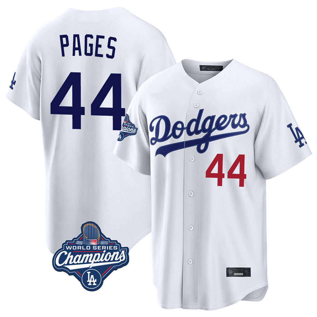 LA.Dodgers #44 Andy Pages Player White World Series Meet Home Game Jdoa Stitched Jerseys