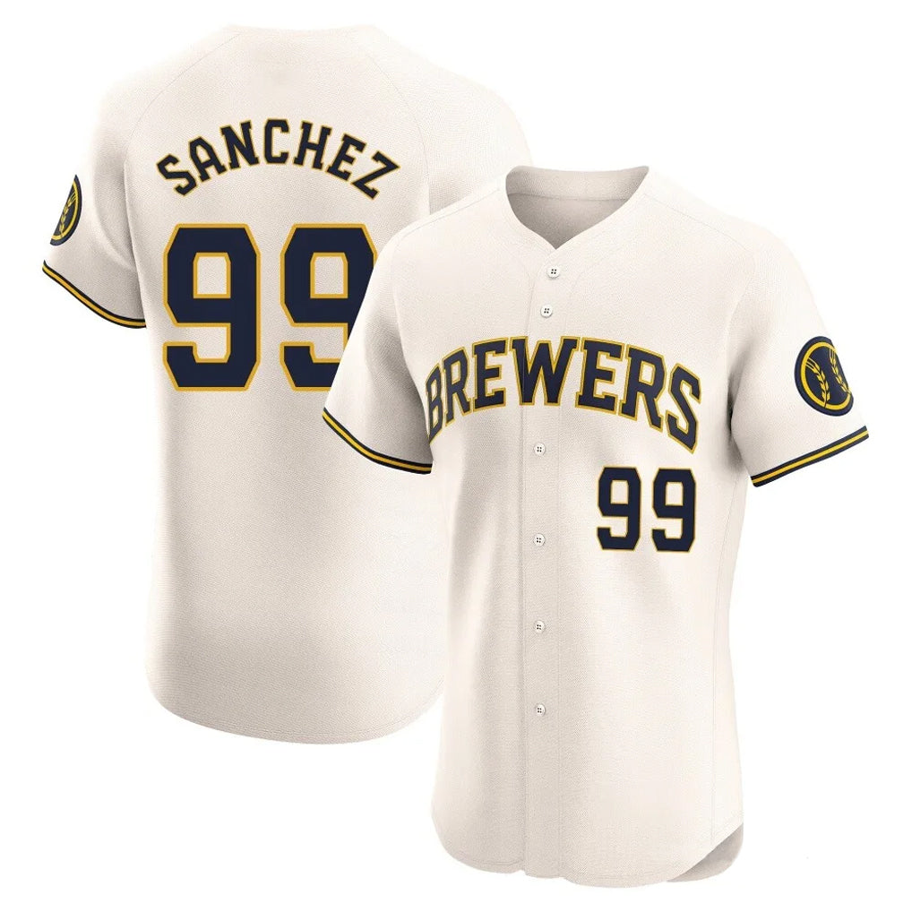 M.Brewers #99 Gary Sanchez Player Cream Home Limited Elite Jdoa Stitched Jerseys
