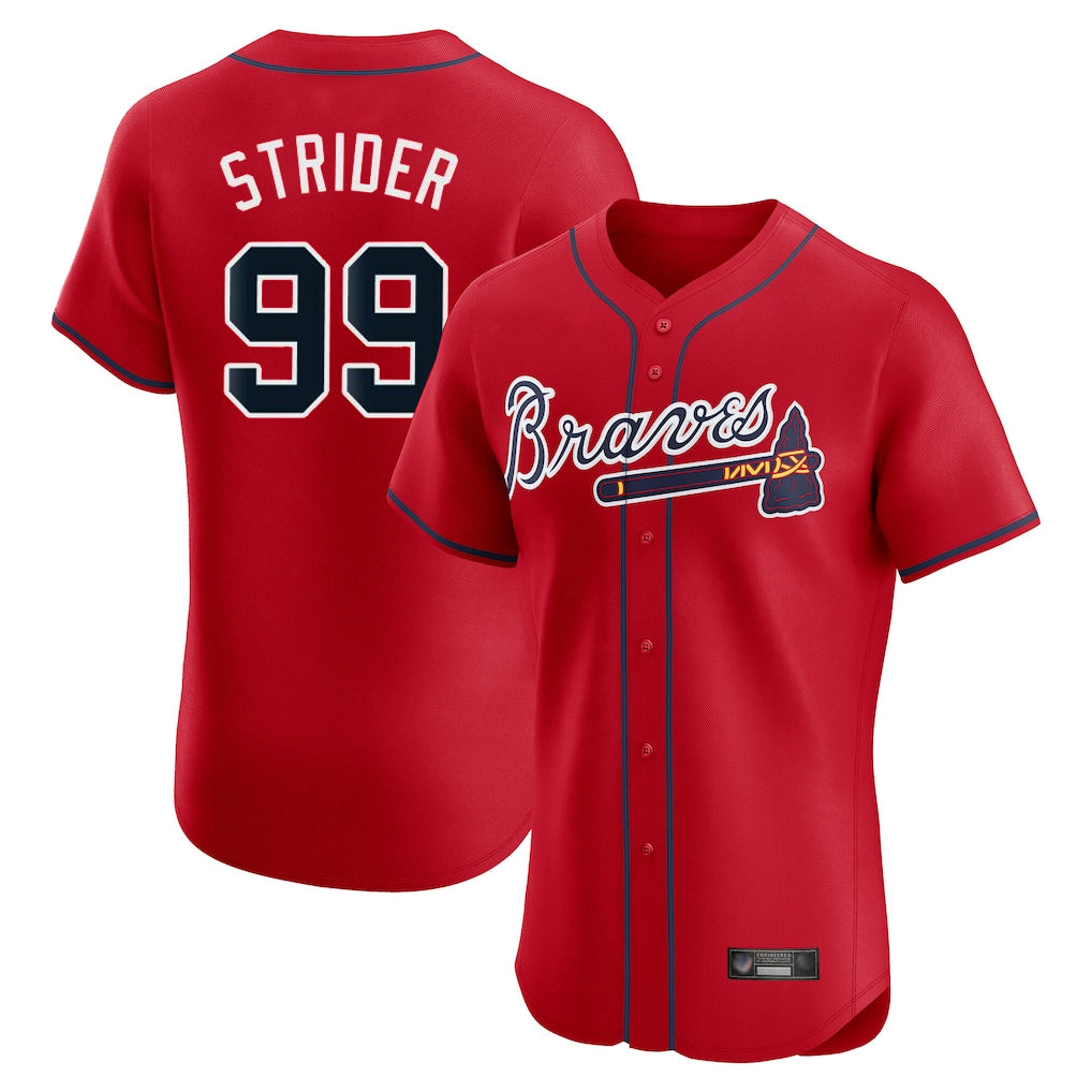 A.Braves #99 Spencer Strider Player Red Limited Elite Home Game Jdoa Stitched Jerseys