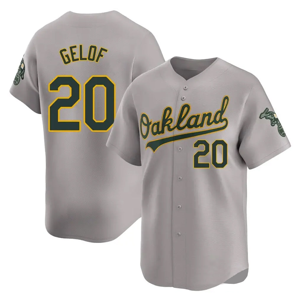 Athletics #20 Zack Gelof Player Gray Road Limited Home Game Jdoa Stitched Jerseys