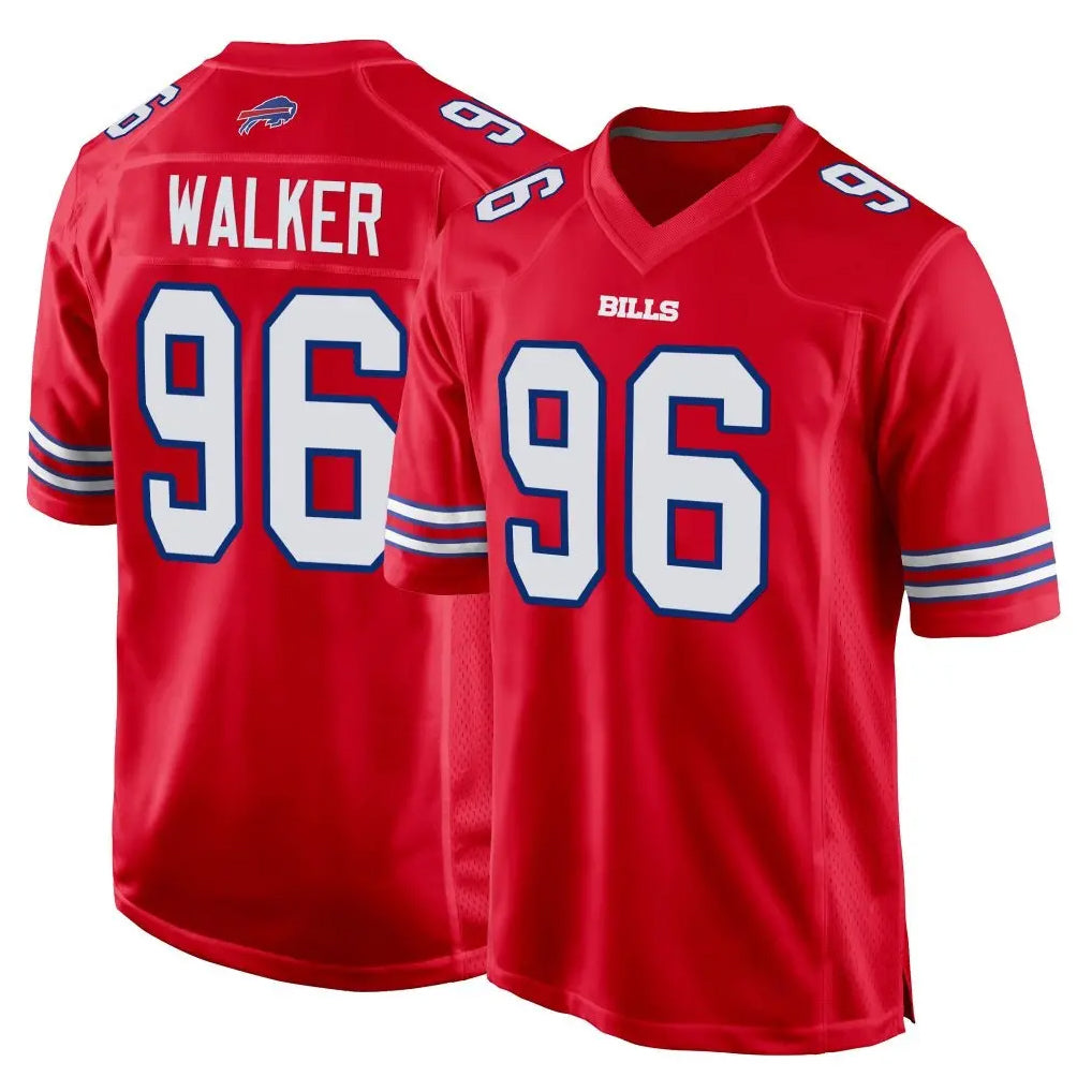 B.Bills #96 Deone Walker Player Red Home Game Jdoa Stitched Jerseys