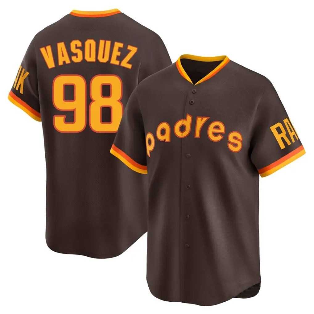 S.Diego Padres #98 Randy Vasquez Player Brown Home Cooperstown Collection Replica Game Jdoa Stitched Jerseys