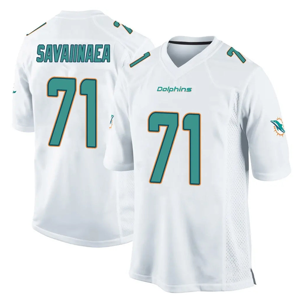 M.Dolphins #71 Jonah Savaiinaea Player White Home Game Jdoa Stitched Jerseys