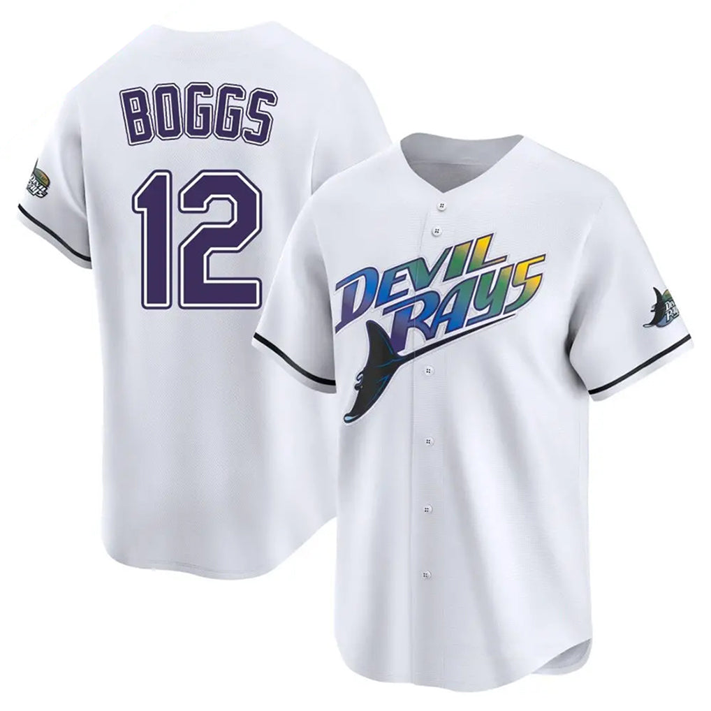 T.Bay Rays #12 Wade Boggs Player White City Connect Home Jdoa Stitched Jerseys