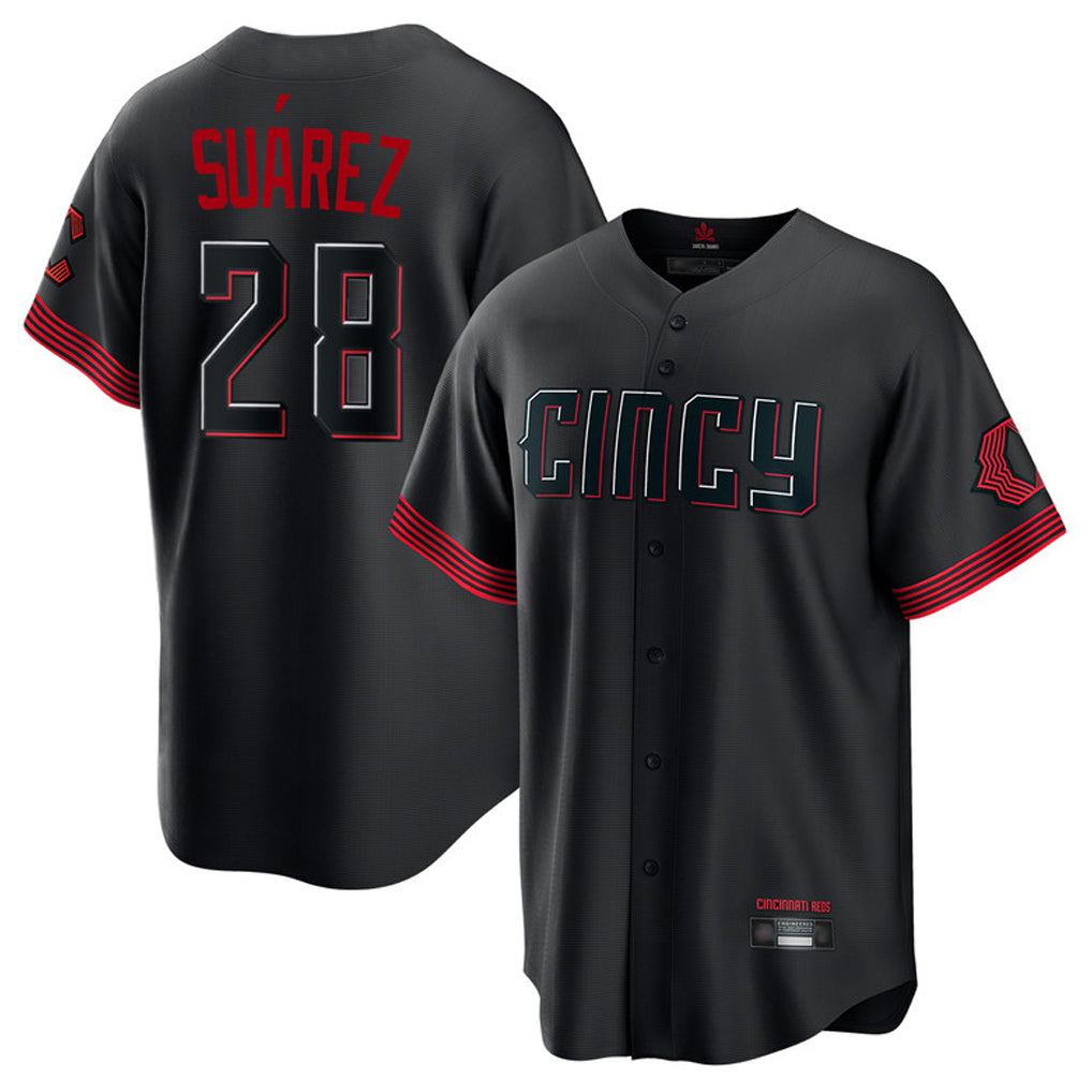 C.Reds #28 Eugenio Su¨¢rez Player Black City Connect Home Game Jdoa Stitched Jerseys