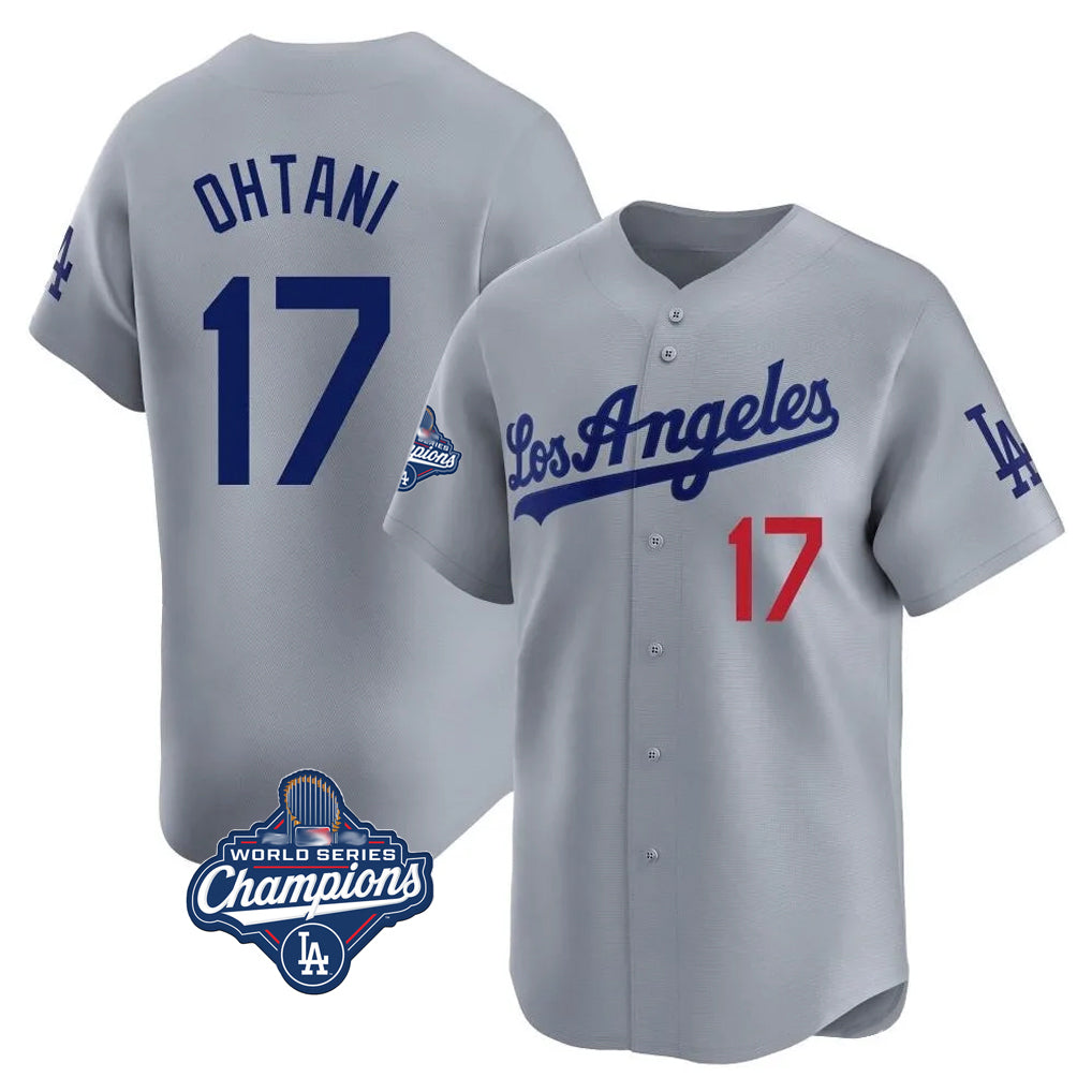LA.Dodgers #17 Shohei Ohtani Player Gray World Series Meet Limited Home Jdoa Stitched Jerseys
