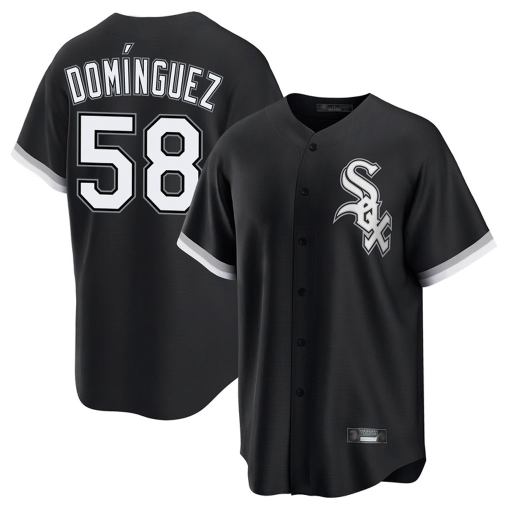 C.White Sox #58 Seranthony Dom¨ªnguez Player Black Home Game Jdoa Stitched Jerseys