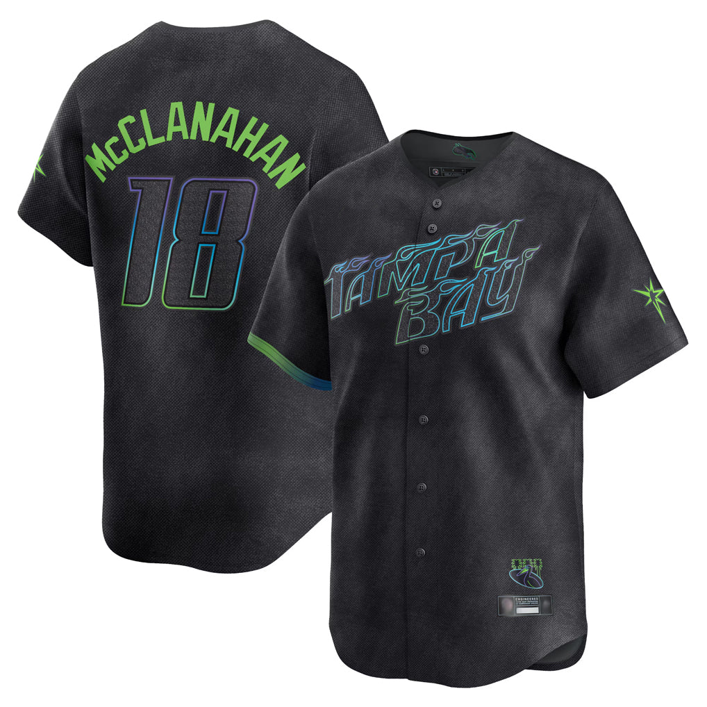 T.Bay Rays #18 Shane McClanahan Player Black City Connect Home Limited Jdoa Stitched Jerseys
