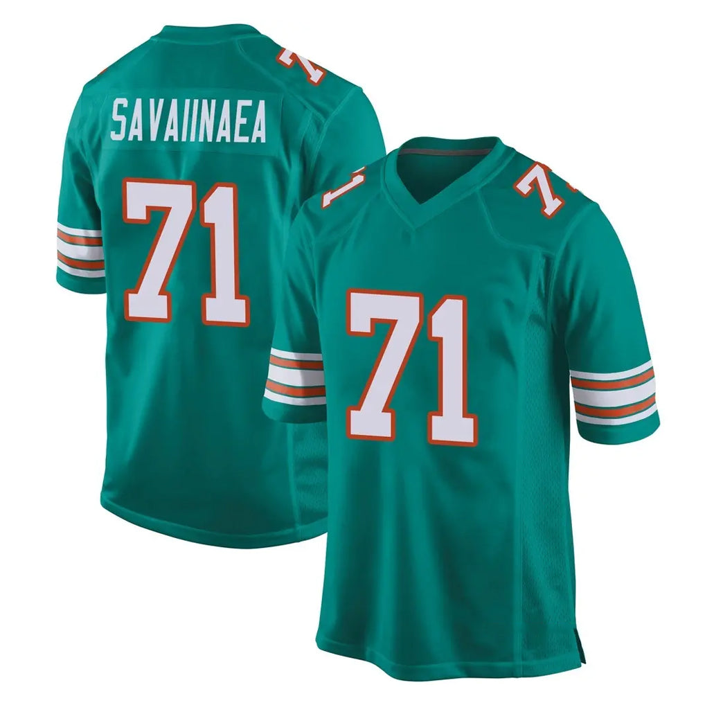 M.Dolphins #71 Jonah Savaiinaea Player Aqua Alternate Home Game Jdoa Stitched Jerseys