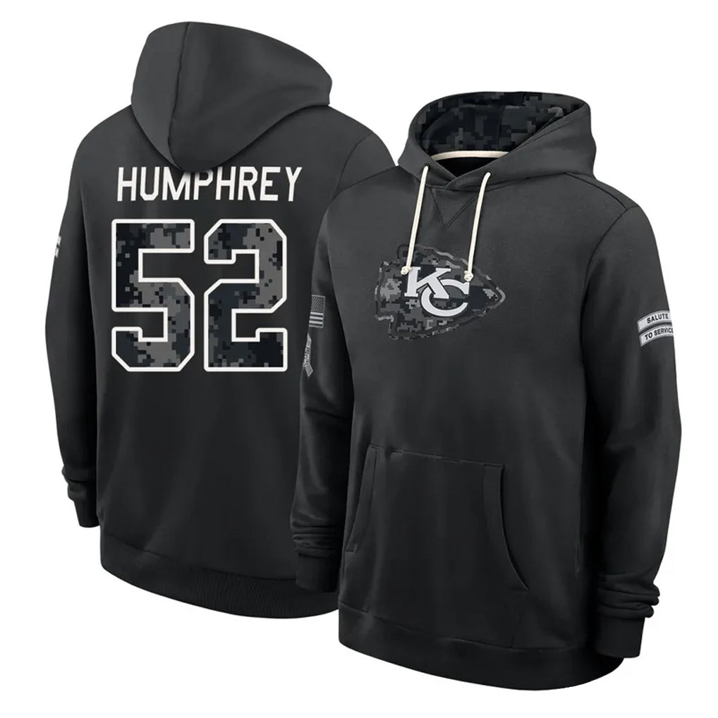 KC.Chiefs #52 Creed Humphrey Player 2026 Black Logo Pullover Hoodies Limited Game Stitched Jerseys
