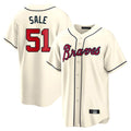 A.Braves #51 Chris Sale Player Cream Home Game Jdoa Stitched Jerseys