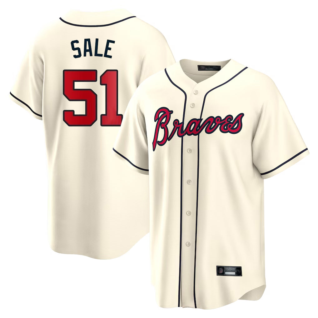 A.Braves #51 Chris Sale Player Cream Home Game Jdoa Stitched Jerseys