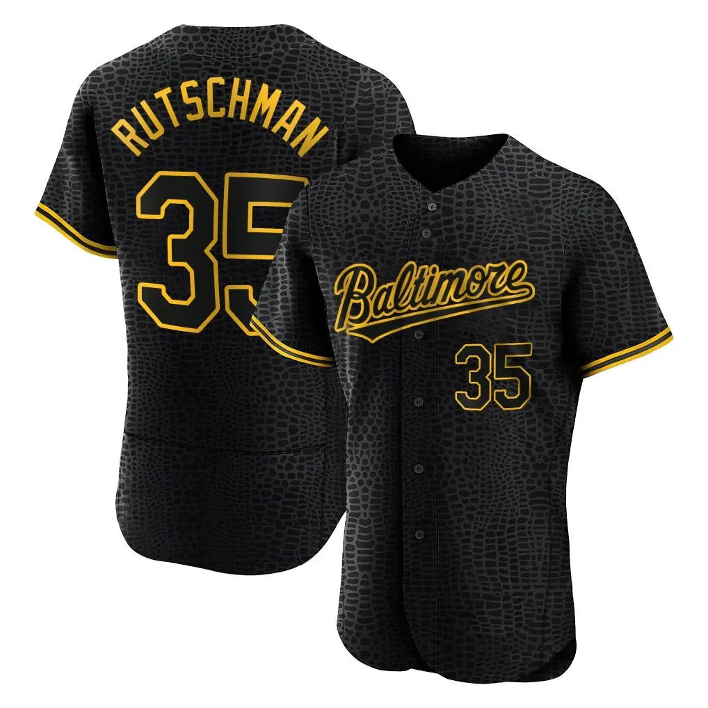 B.Orioles #35 Adley Rutschman Player Black Snake Skin City Limited Elite Home Jdoa Stitched Jerseys