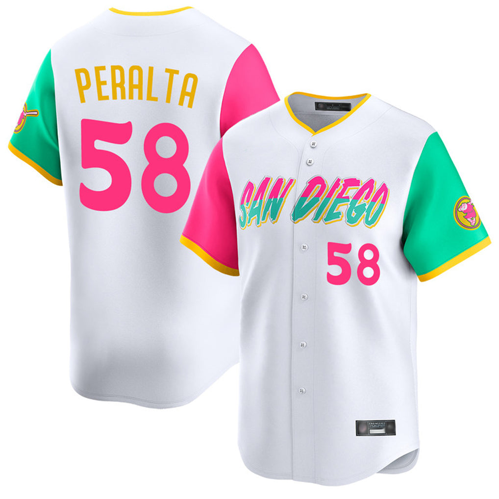 S.Diego Padres #58 Wandy Peralta Player White City Connect Home Limited Jdoa Stitched Jerseys