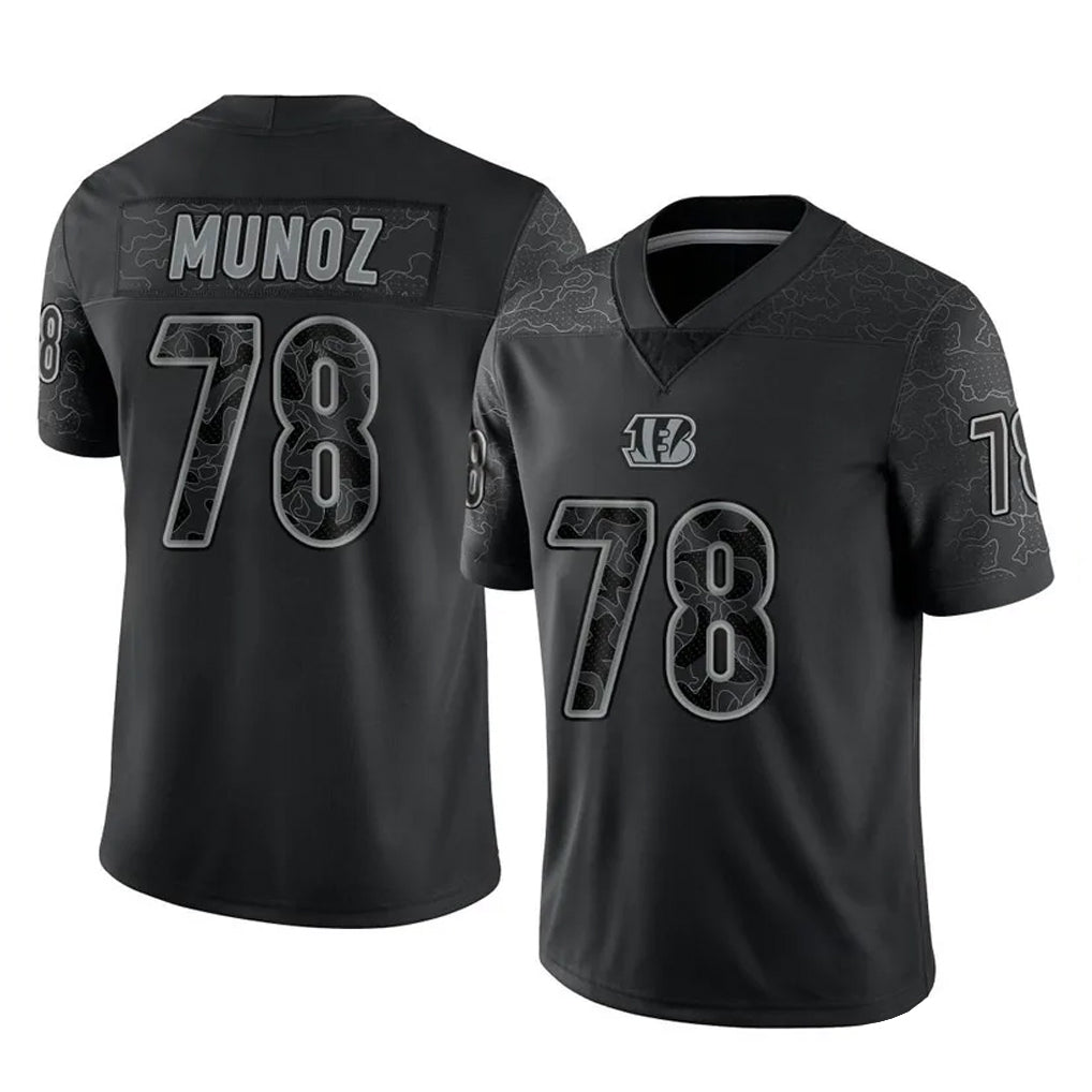 C.Bengals #78 Anthony Munoz Player Black Reflective Limited Game Jdoa Stitched Jerseys