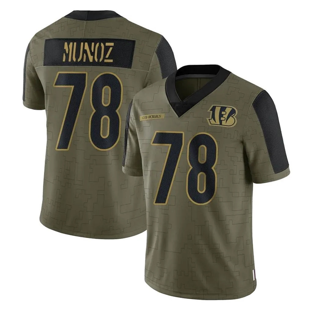 C.Bengals #78 Anthony Munoz Player Olive Salute to Service Game Jdoa Stitched Jerseys