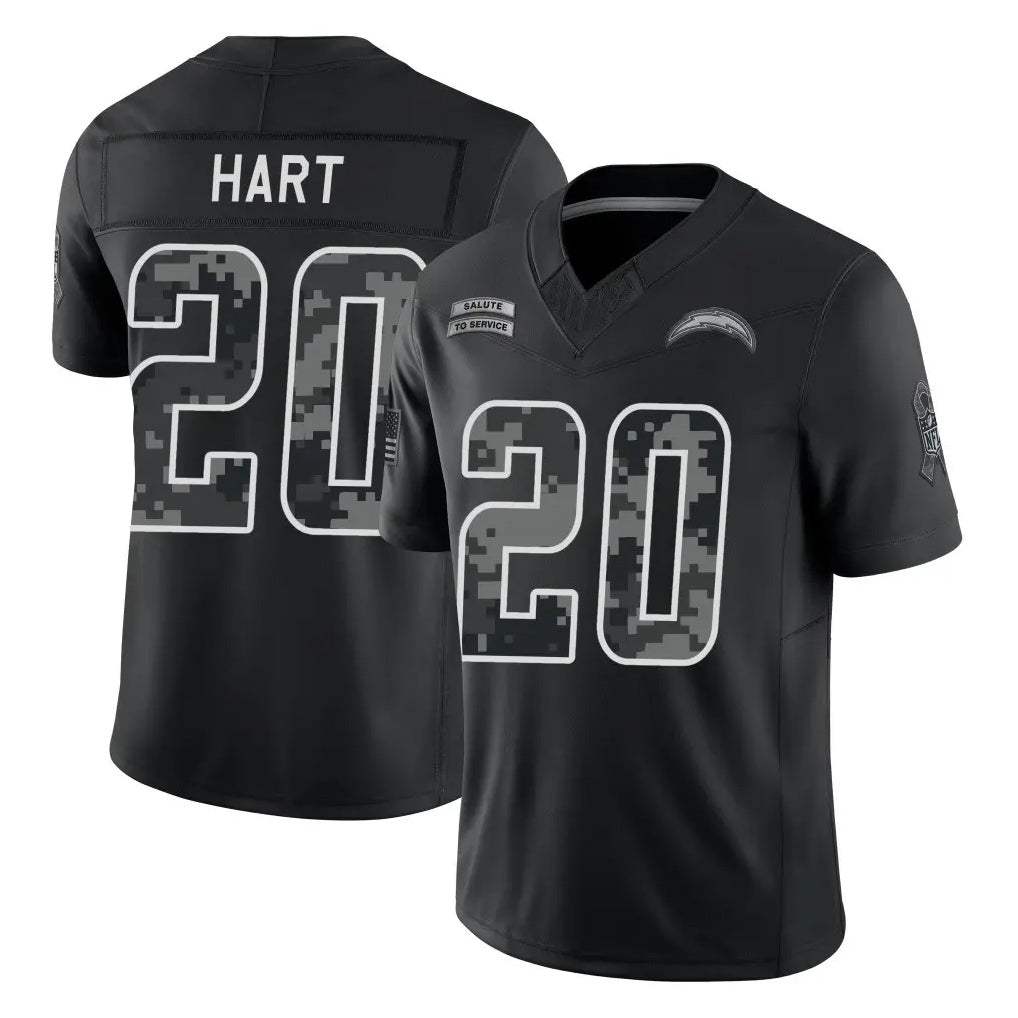 LA.Chargers #20 Cam Hart Player Black Limited 2026 Salute to Service Home Game Stitched Jerseys