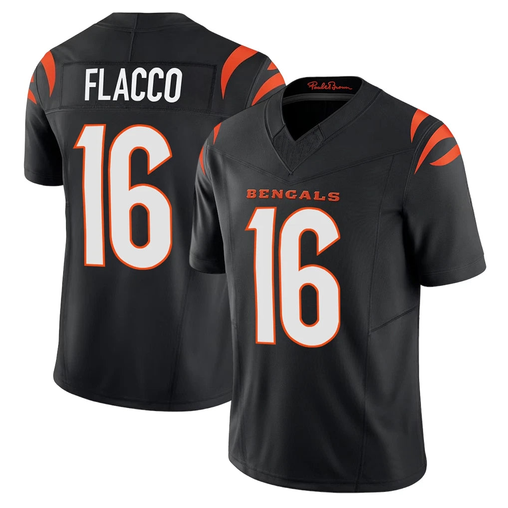 C.Bengals #16 Joe Flacco Player Black Vapor F.U.S.E. Limited Home Game Jdoa Stitched Jerseys