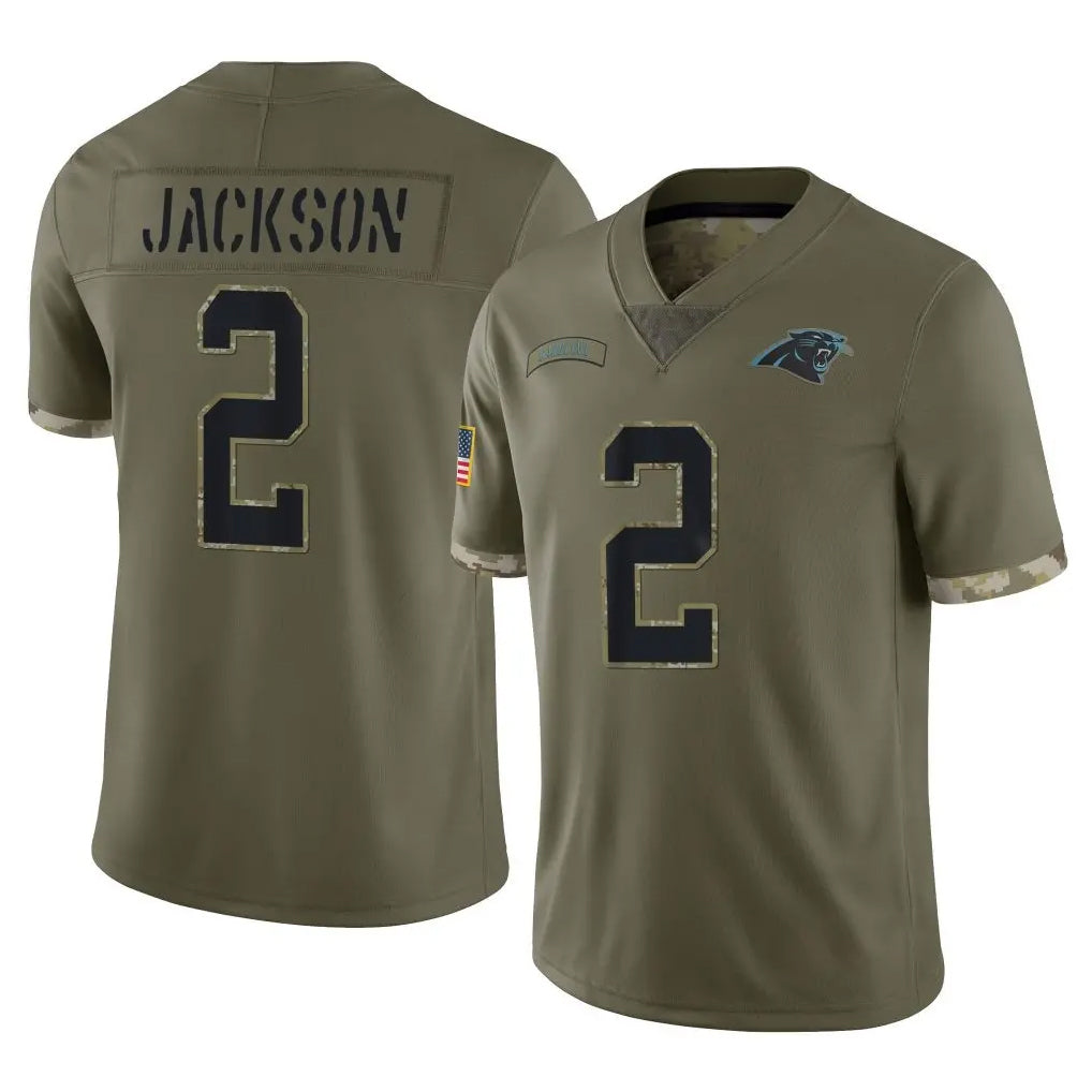 C.Panthers #2 Michael Jackson Player Olive Salute to Service Game Jdoa Stitched Jerseys