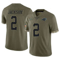 C.Panthers #2 Michael Jackson Player Olive Salute to Service Game Jdoa Stitched Jerseys