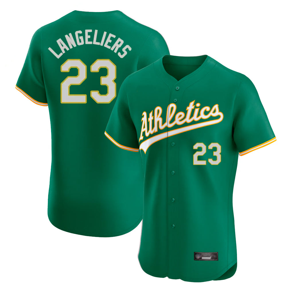 Athletics #23 Shea Langeliers Player Kelly Green Limited Elite Home Game Jdoa Stitched Jerseys