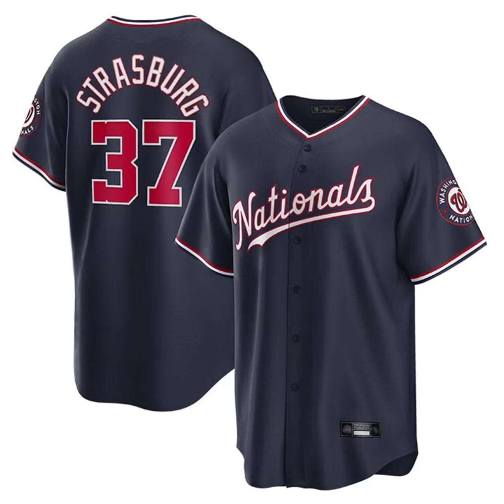 W.Nationals #37 Stephen Strasburg Player Navy Replica Jdoa Stitched Jerseys