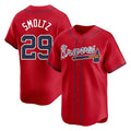 A.Braves #29 John Smoltz Player Red Limited Home Game Jdoa Stitched Jerseys