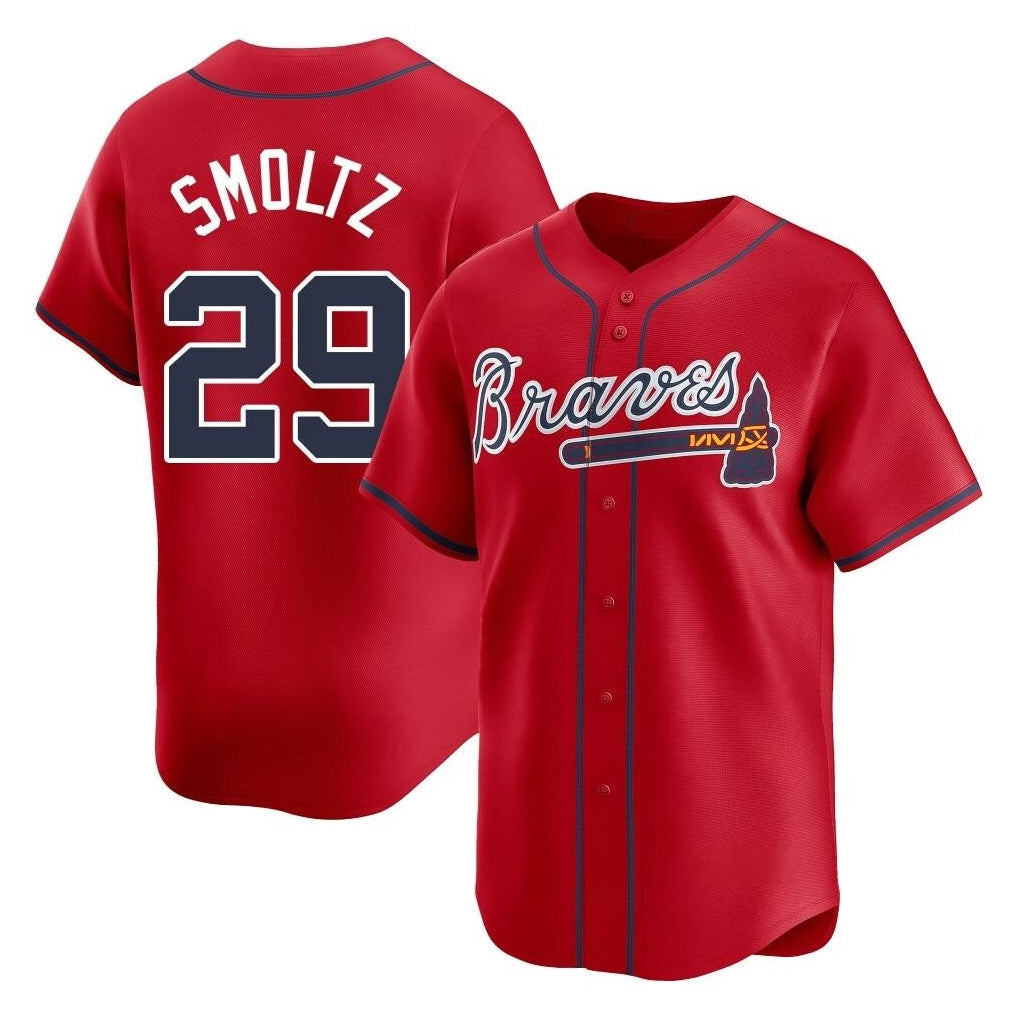 A.Braves #29 John Smoltz Player Red Limited Home Game Jdoa Stitched Jerseys