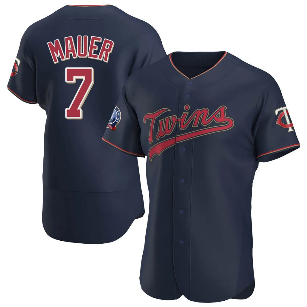 M.Twins #7 Joe Mauer Player Navy 60th Home Limited Elite Jdoa Stitched Jerseys