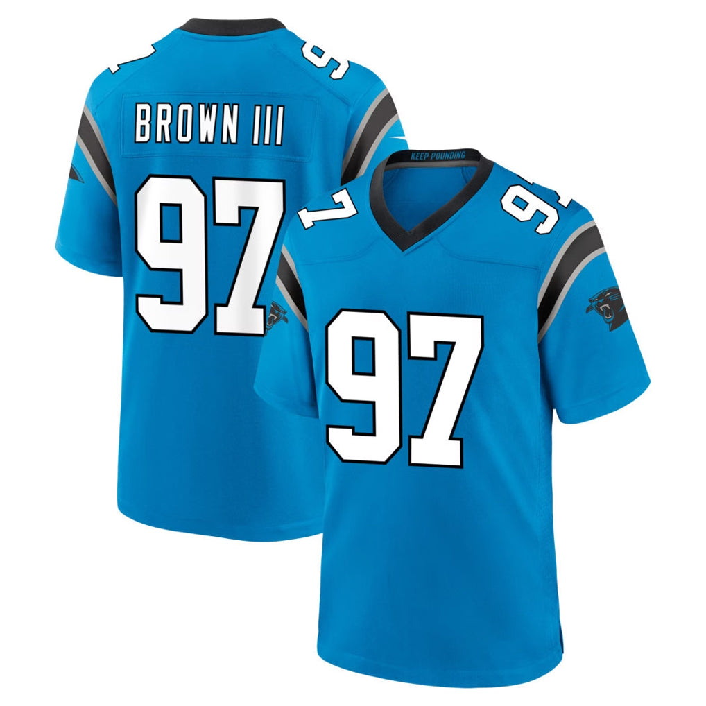 C.Panthers #97 Bobby Brown III Player Blue Home Game Jdoa Stitched Jerseys