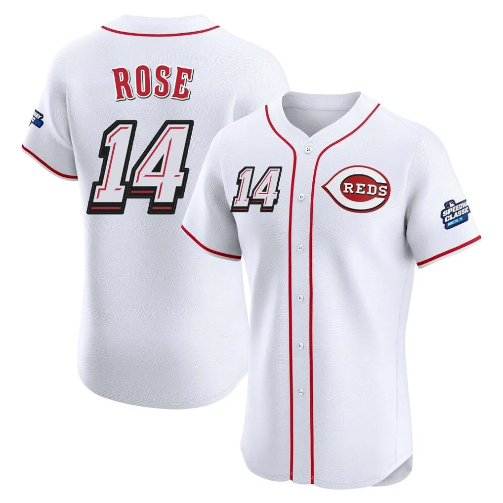 C.Reds #14 Pete Rose Player White Speedway Classic Limited Elite Home Jdoa Stitched Jerseys