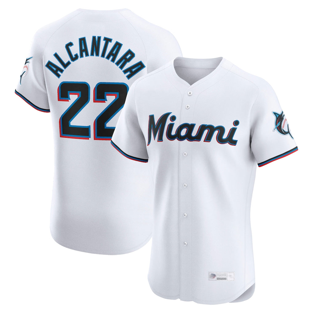 M.Marlins #22 Sandy Alcantara Player White  Home Limited Elite Jdoa Stitched Jerseys