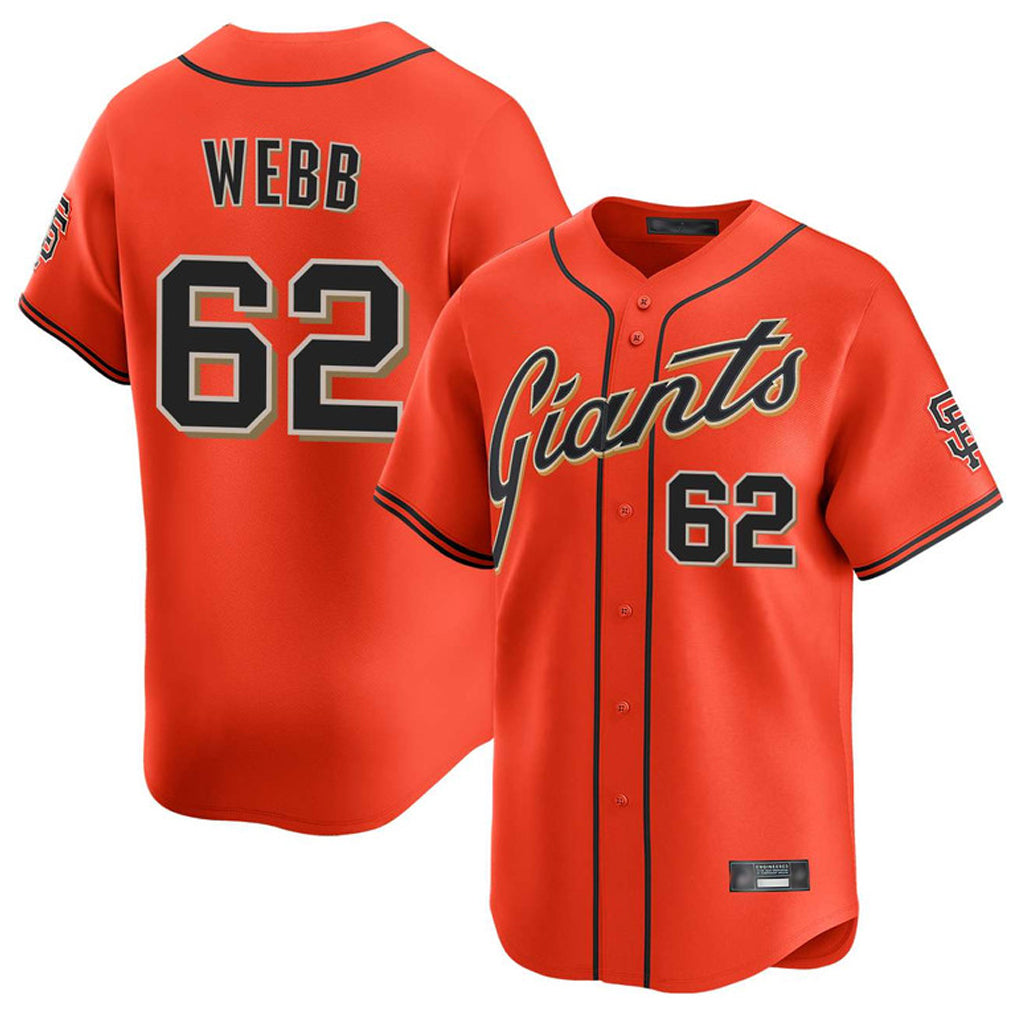 SF.Giants #62 Logan Webb Player Orange Home Limited Jdoa Stitched Jerseys