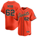 SF.Giants #62 Logan Webb Player Orange Home Limited Jdoa Stitched Jerseys